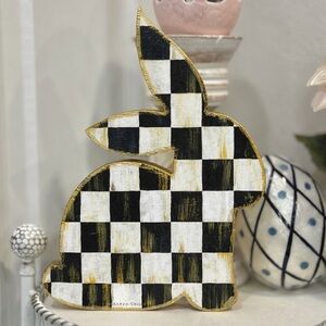 Hand Crafted Courtly Check Large Chunky Wood Easter Bunny